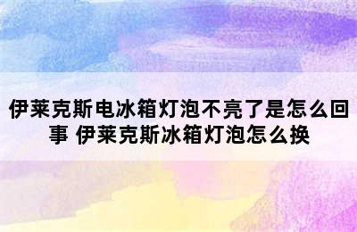 伊莱克斯电冰箱灯泡不亮了是怎么回事 伊莱克斯冰箱灯泡怎么换